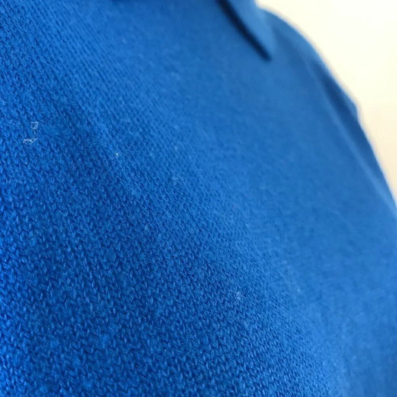 Vintage 70s Collared Sweater by CAPTIONS Bright Royal Blue Shoulder Pads Acrylic - Picture 7 of 8